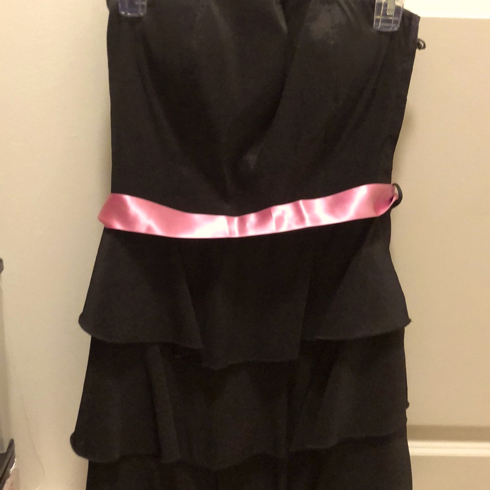 Juniors Black Strapless Dress with Sash